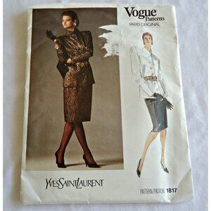 Vogue 1817 Sewing Pattern Paris Original Jacket & Skirt Designer Yves Saint Laur